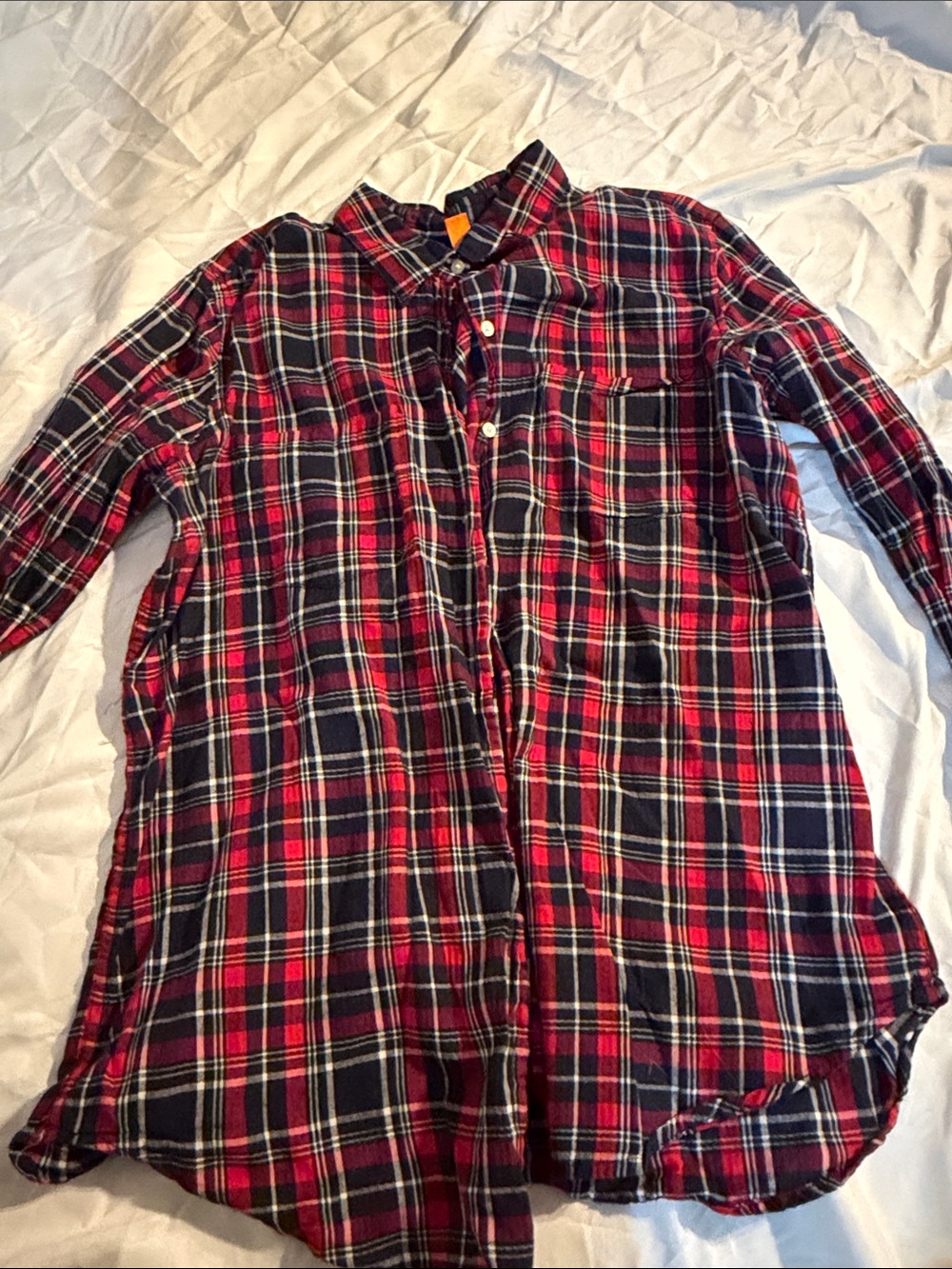 Women's Red and Black Plaid Button-Up Shirt